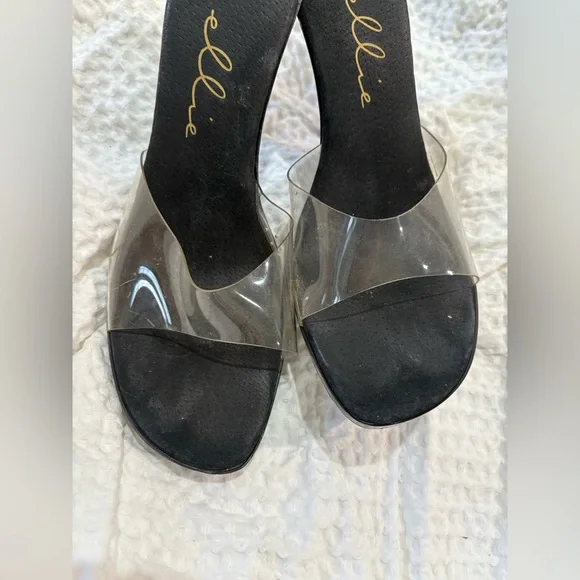 Women’s dancing heels Black Heels with Clear - Picture 3 of 8